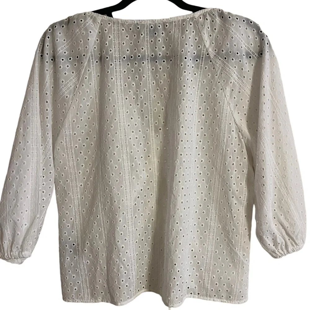 Sanctuary White Eyelet Adjustable Gathered Top size M